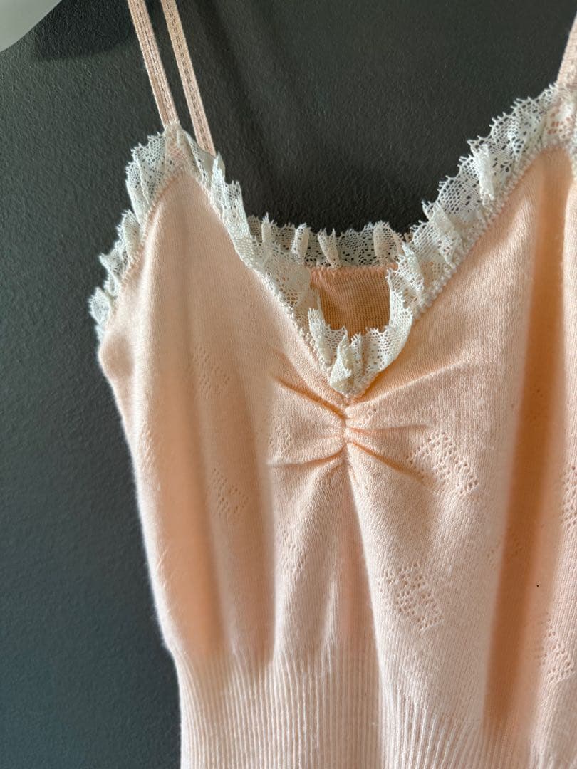 ビンテージ ヨーロッパ ピンク 薄手 ニット ワンピース デッドストック 美品