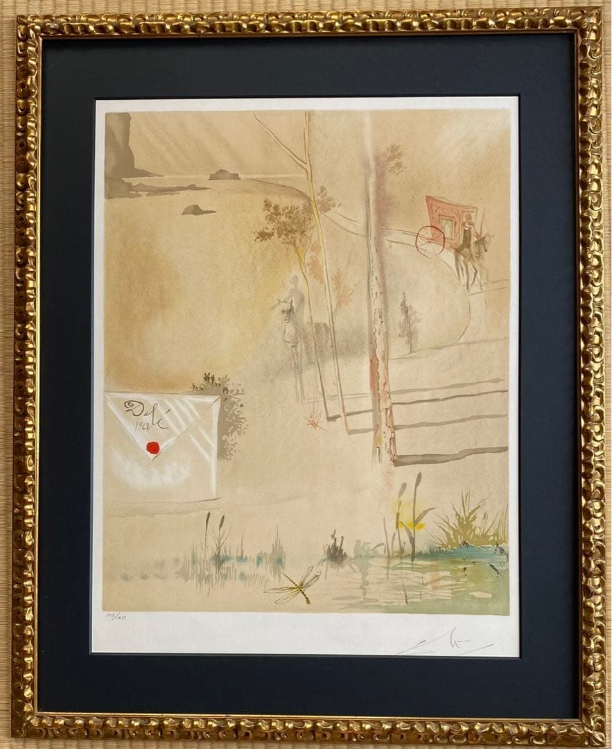 サルバドール・ダリ　リトグラフ「デュモントの到着」1969年作品　ダリ直筆サイン