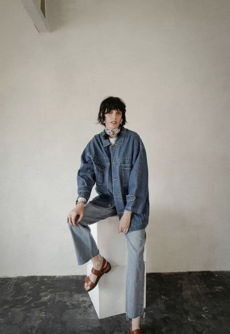 CLANE　ルーズワイドカバーオール　インディゴ