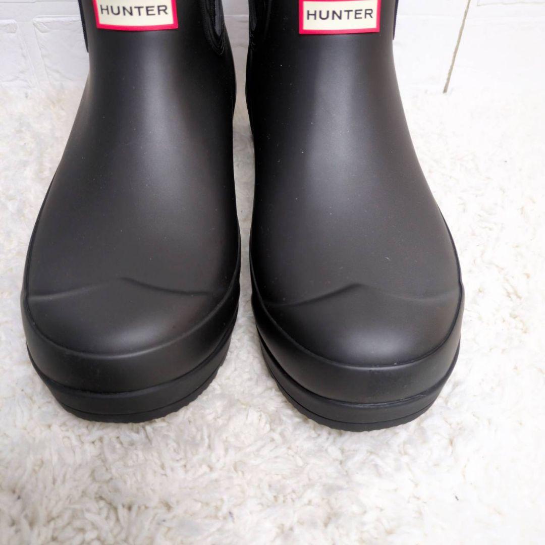 HUNTER ブラック ショートブーツ レインブーツ サイドゴア 24㎝