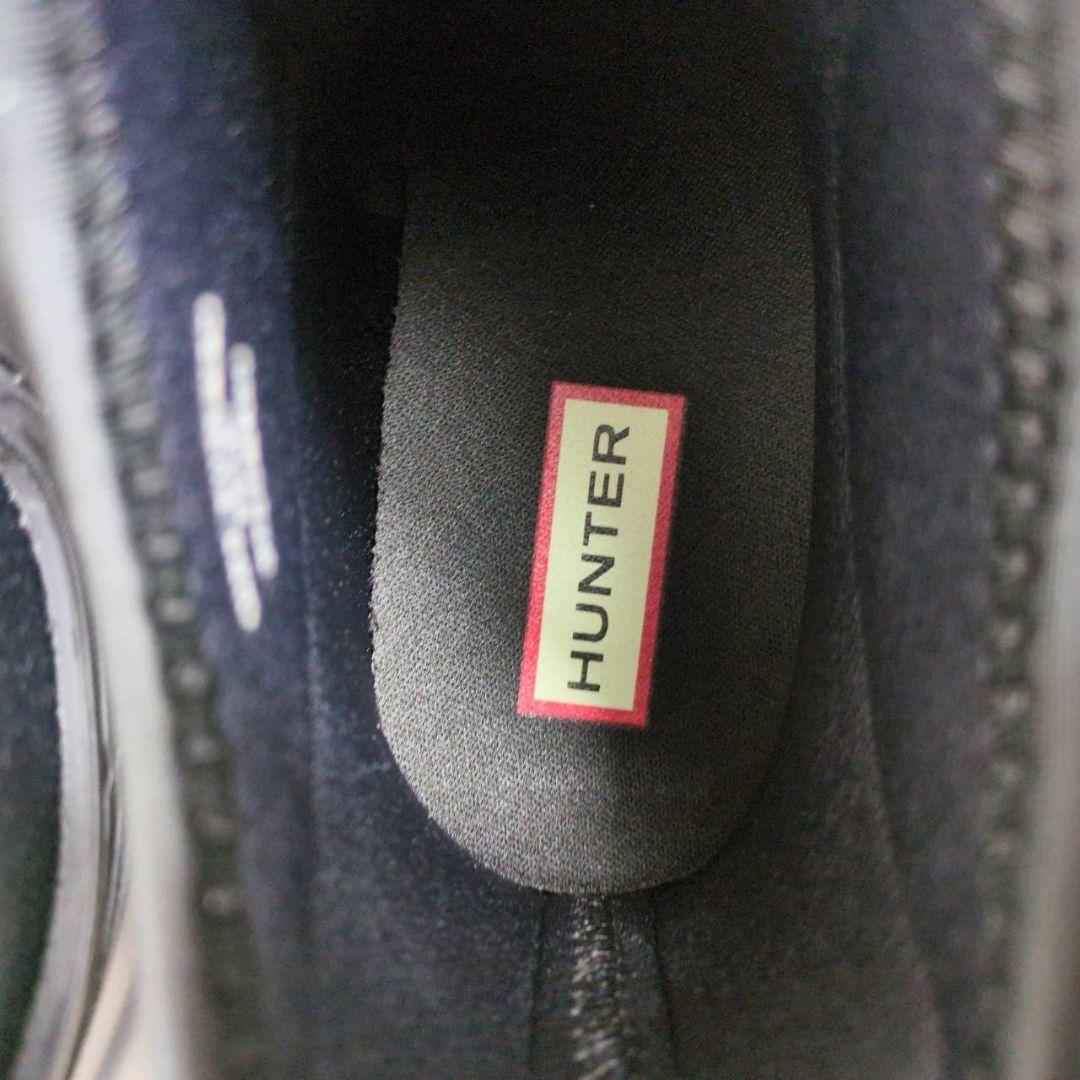 HUNTER ブラック ショートブーツ レインブーツ サイドゴア 24㎝