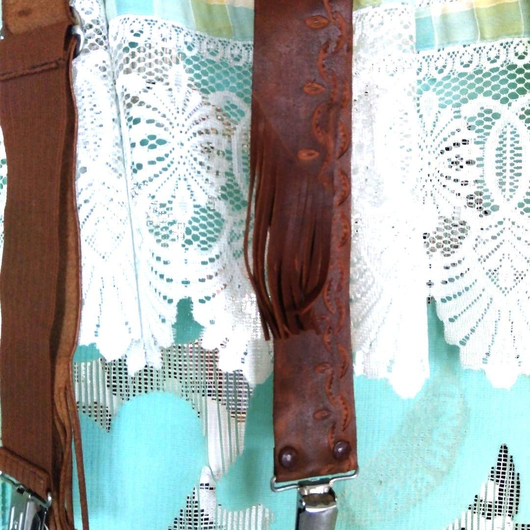 ボ*ド様 ✫ヴィンテージ✫本革ウェスタン風サスペンダーベルト