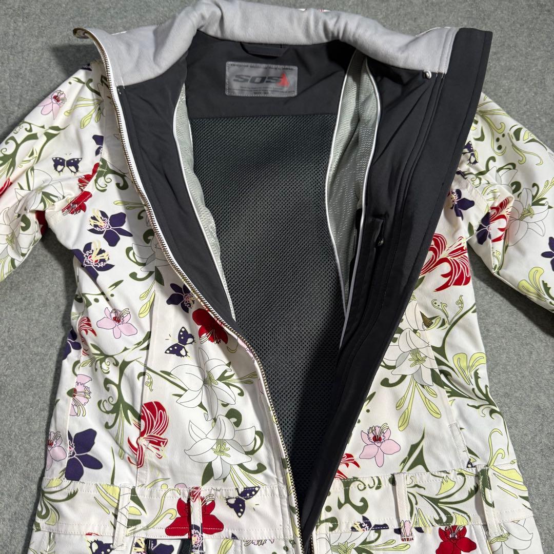 【未使用級】SOS スキーウェア つなぎ 花柄 38 レディース