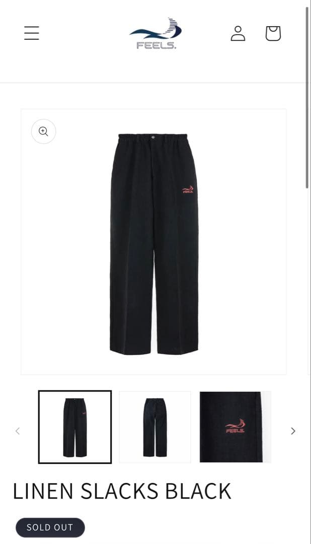 パンツ LINEN FEELS SLACKS BLACK L