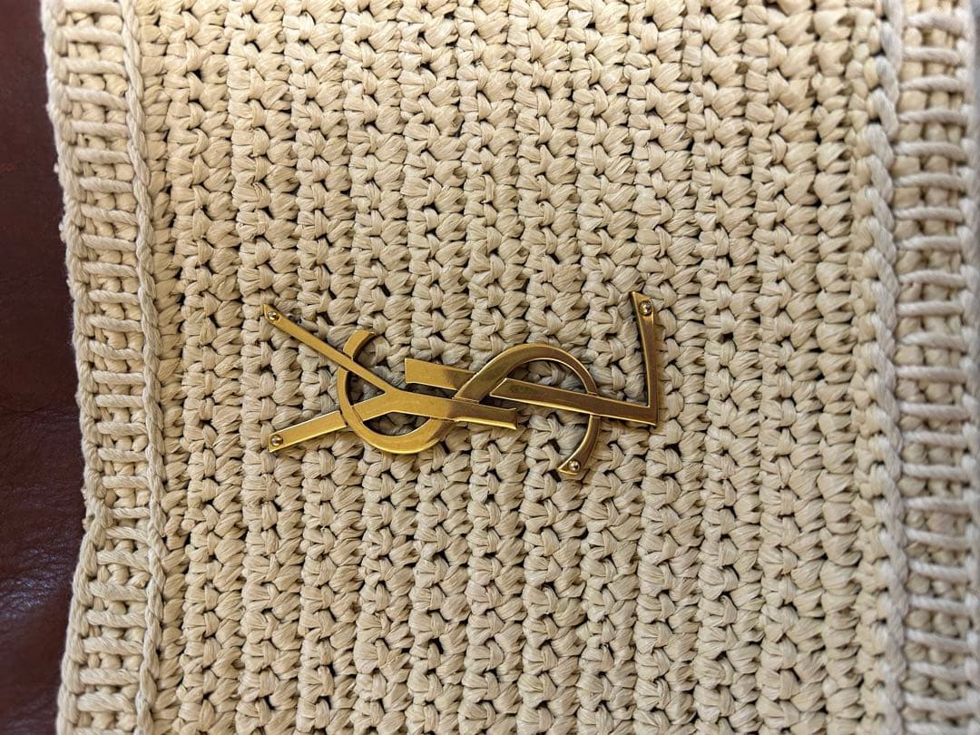 SAINT LAURENT かごバッグ ブラウン/ベージュ タッセル付き