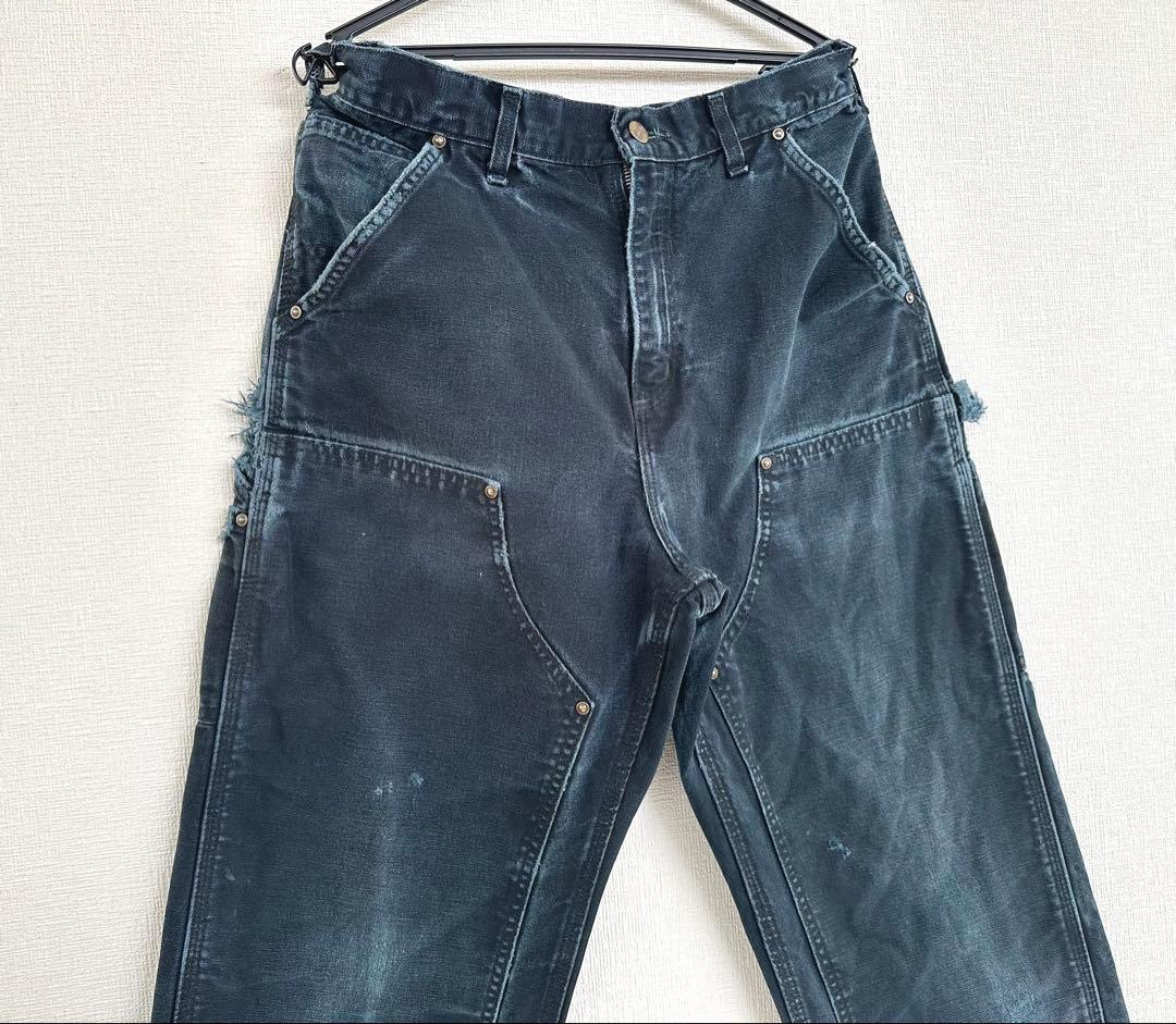 超スペシャル 32X32 W32 カーハート ダブルニー パンツ ブラック 黒