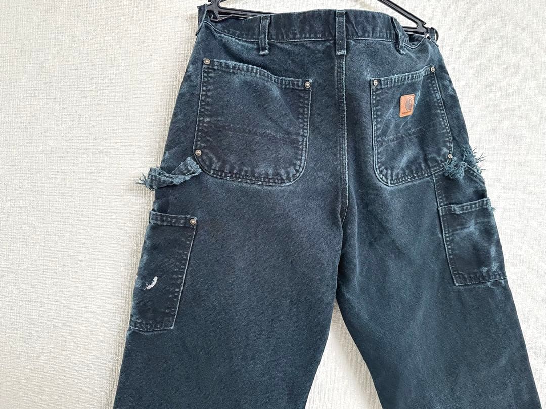 超スペシャル 32X32 W32 カーハート ダブルニー パンツ ブラック 黒