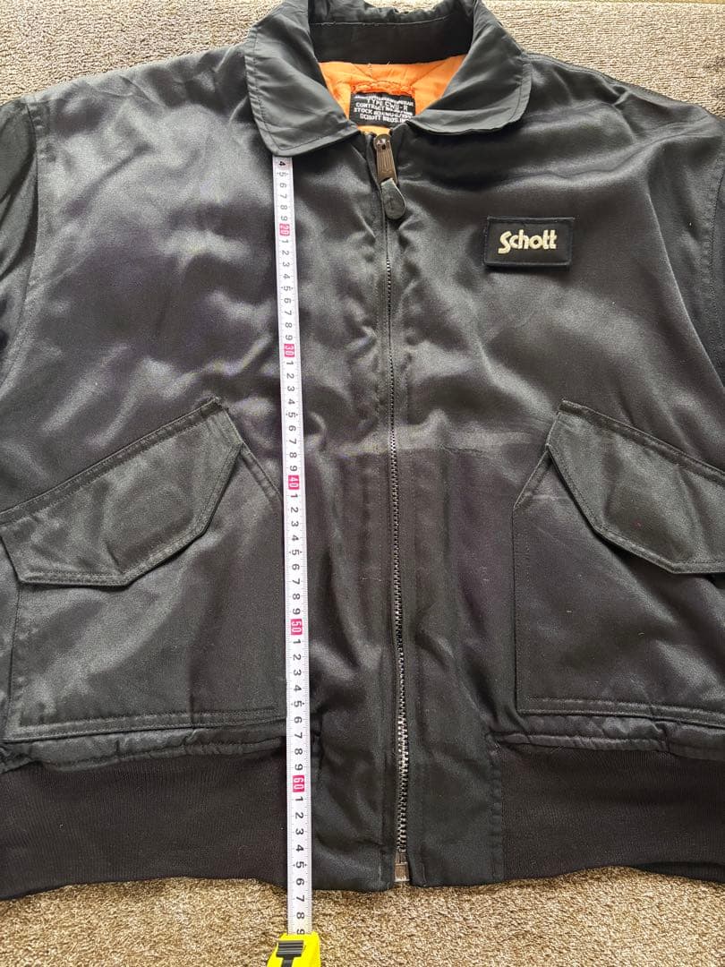 Schott CWU-Rフライトジャケット 黒 XL〜2XL相当 裏地オレンジ