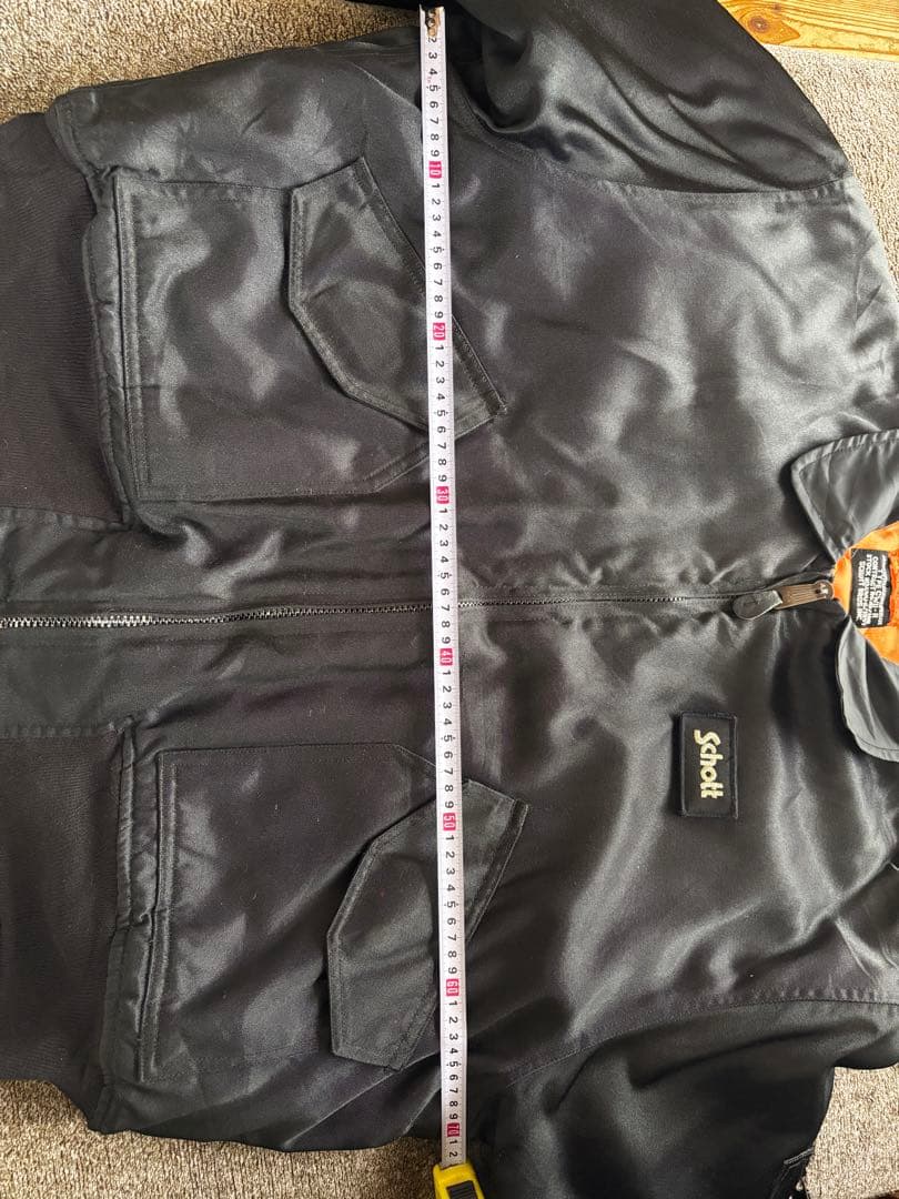 Schott CWU-Rフライトジャケット 黒 XL〜2XL相当 裏地オレンジ