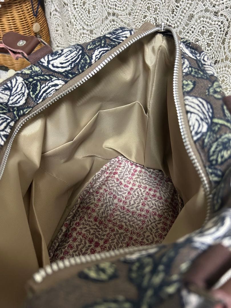 専用　ミナペルホネンハンドメイド　rosyブラウン 本革持ち手，楕円底トートL