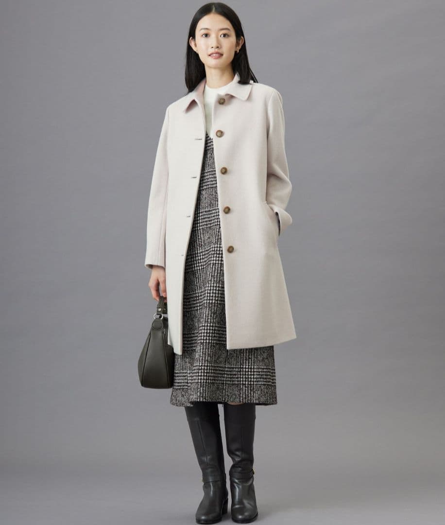 ウールシルクツイードグレンチェック ジャンパースカート