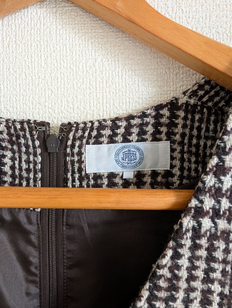 ウールシルクツイードグレンチェック ジャンパースカート