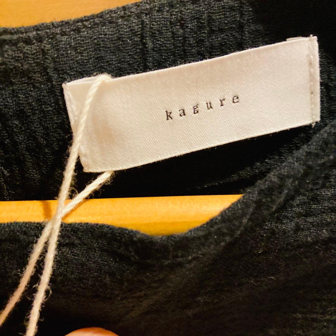 新品未使用タグ付き　かぐれ ガーゼロングチュニック 長袖 ワンピース ブラック