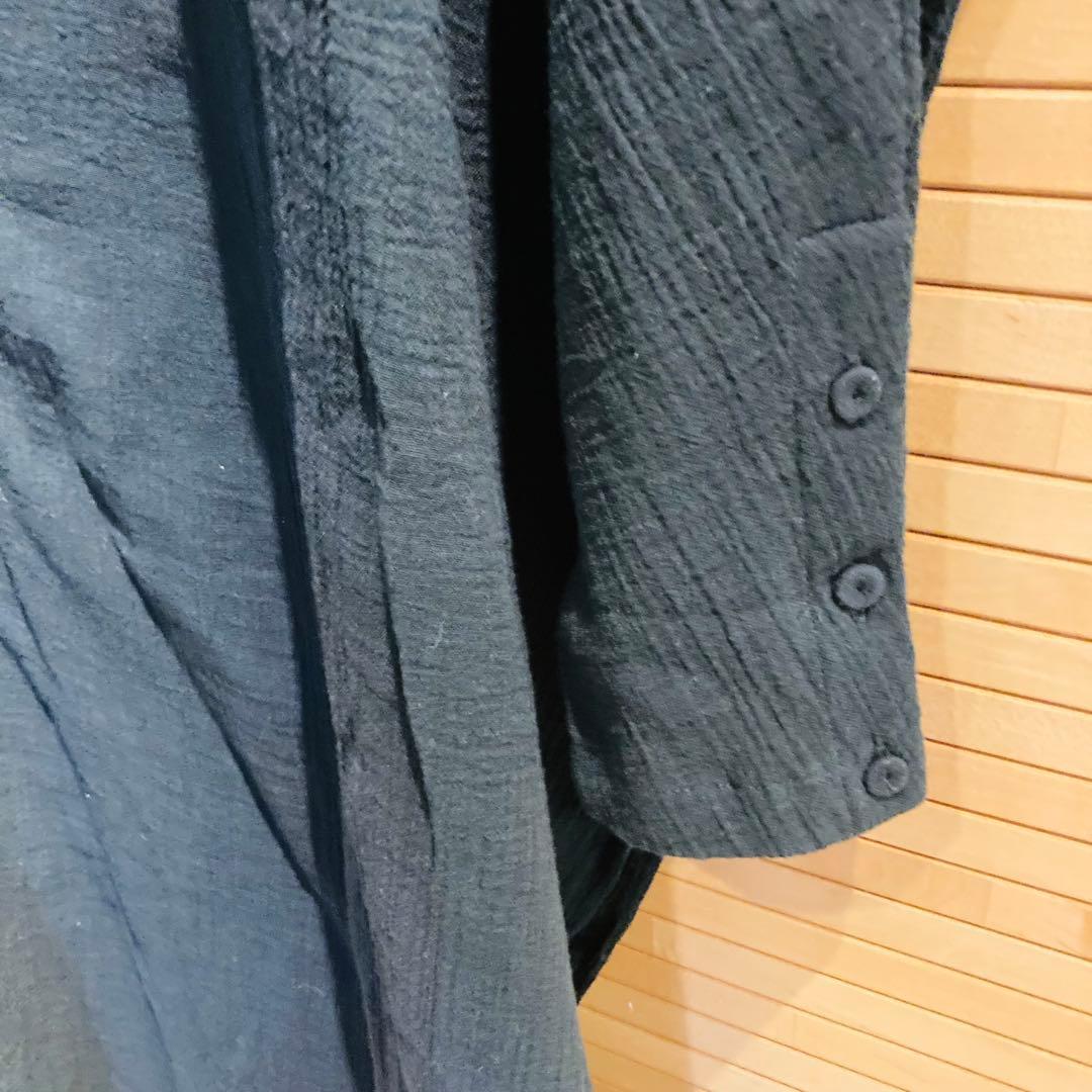 新品未使用タグ付き　かぐれ ガーゼロングチュニック 長袖 ワンピース ブラック