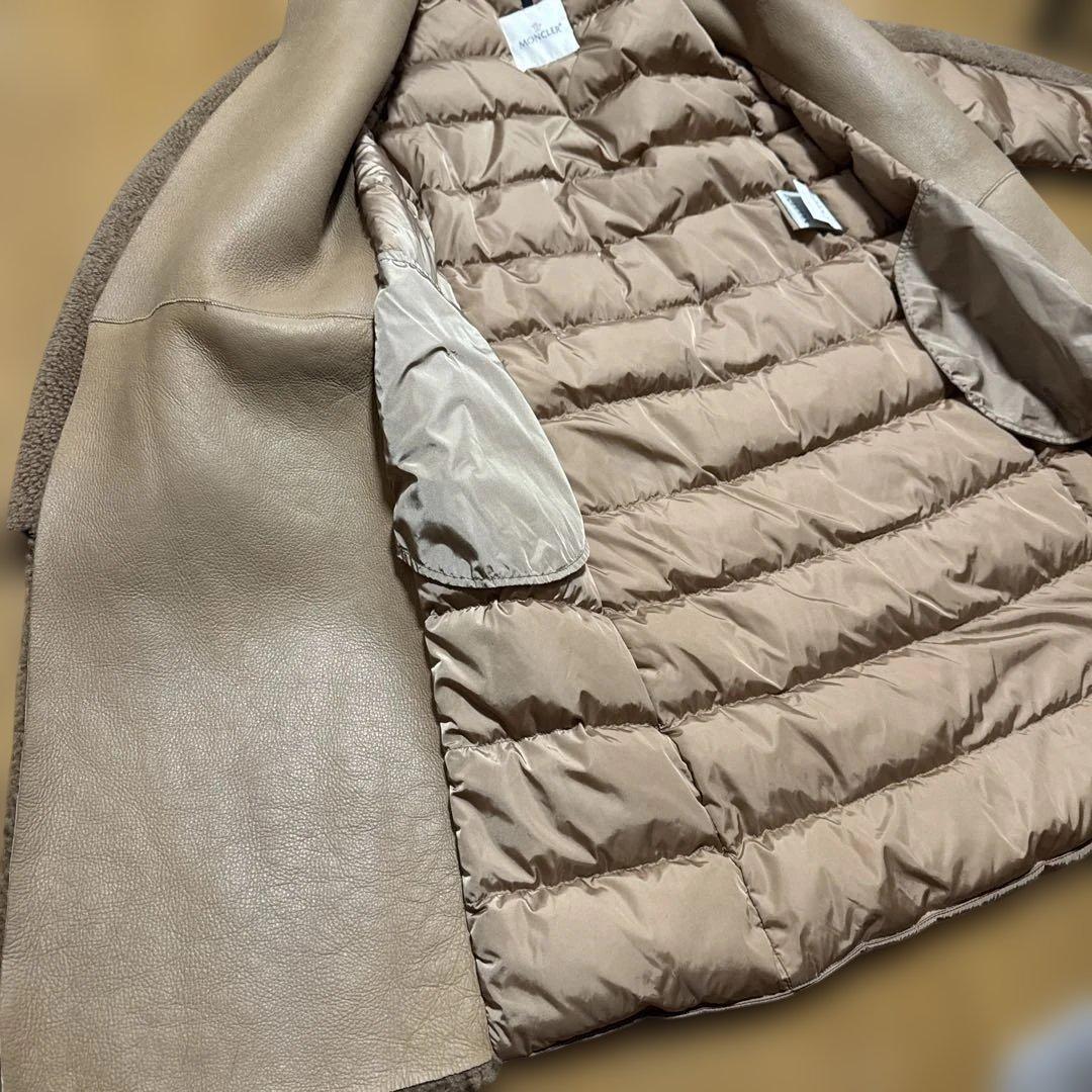 MONCLER モンクレール ボアロングコート　レザー　ダウン