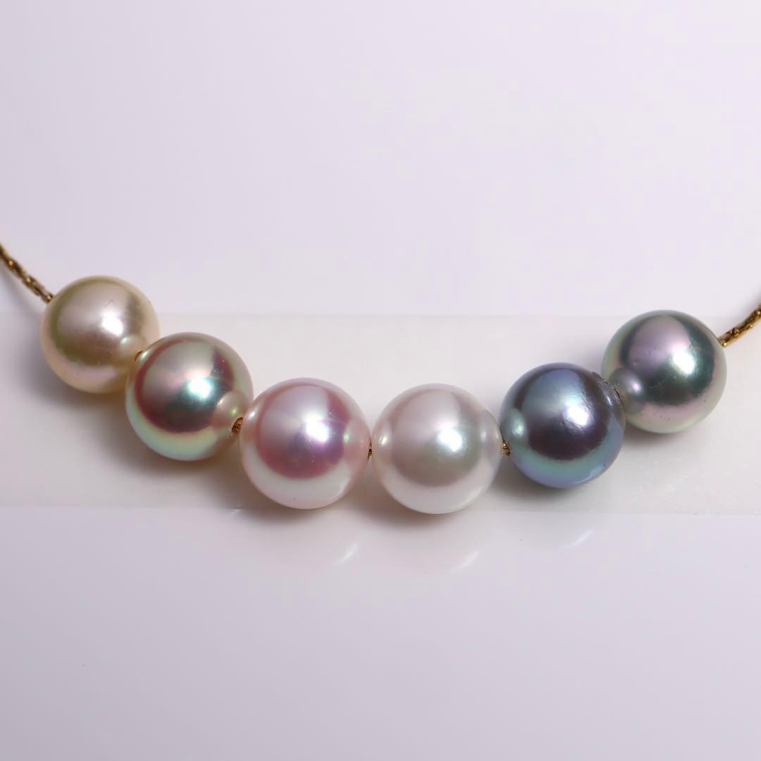 高グレード あこや真珠 ネックレス あこやパール マルチカラー スルーネックレス