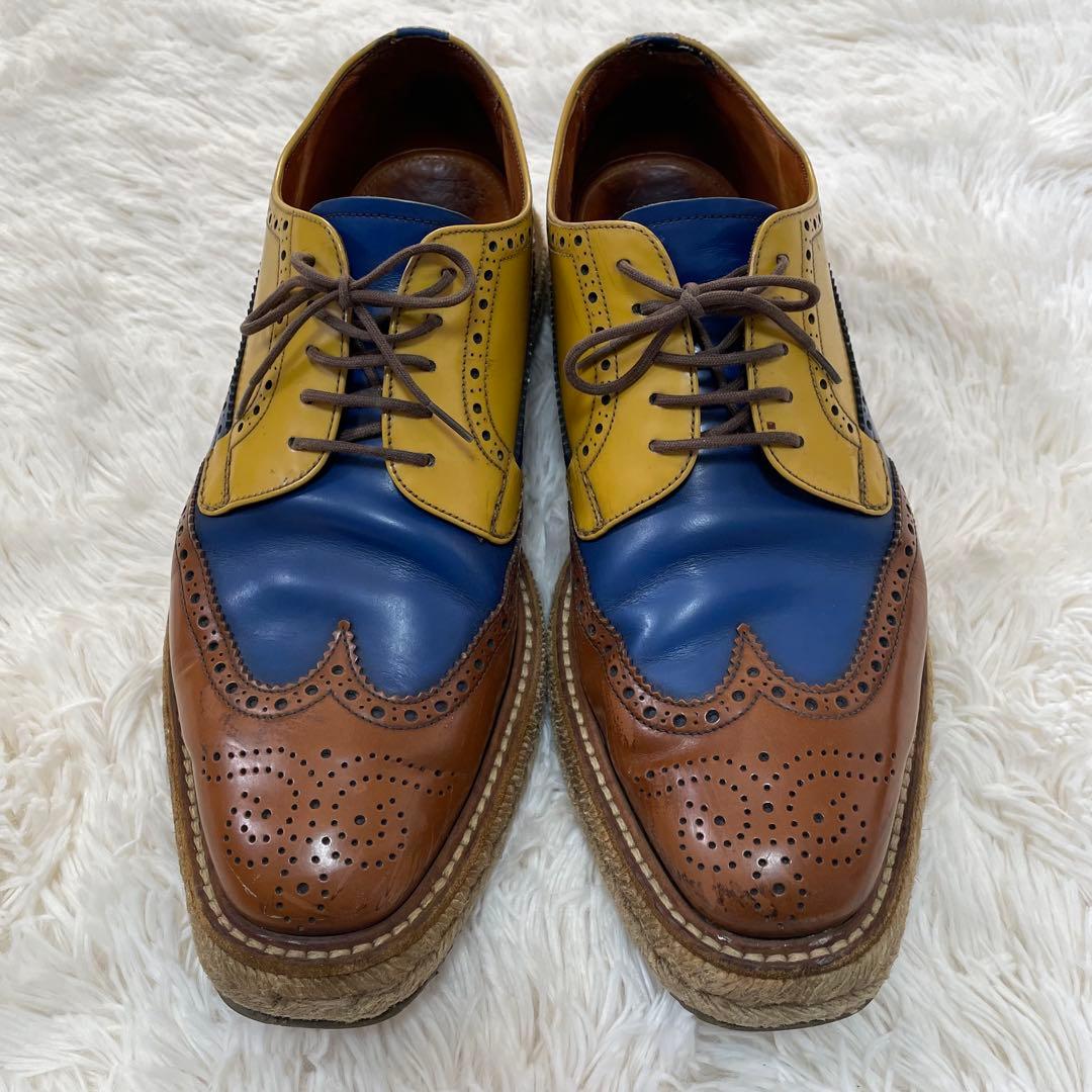 美品 プラダ エスパドリーユ ウイングチップ ドレスシューズ 6 1/2