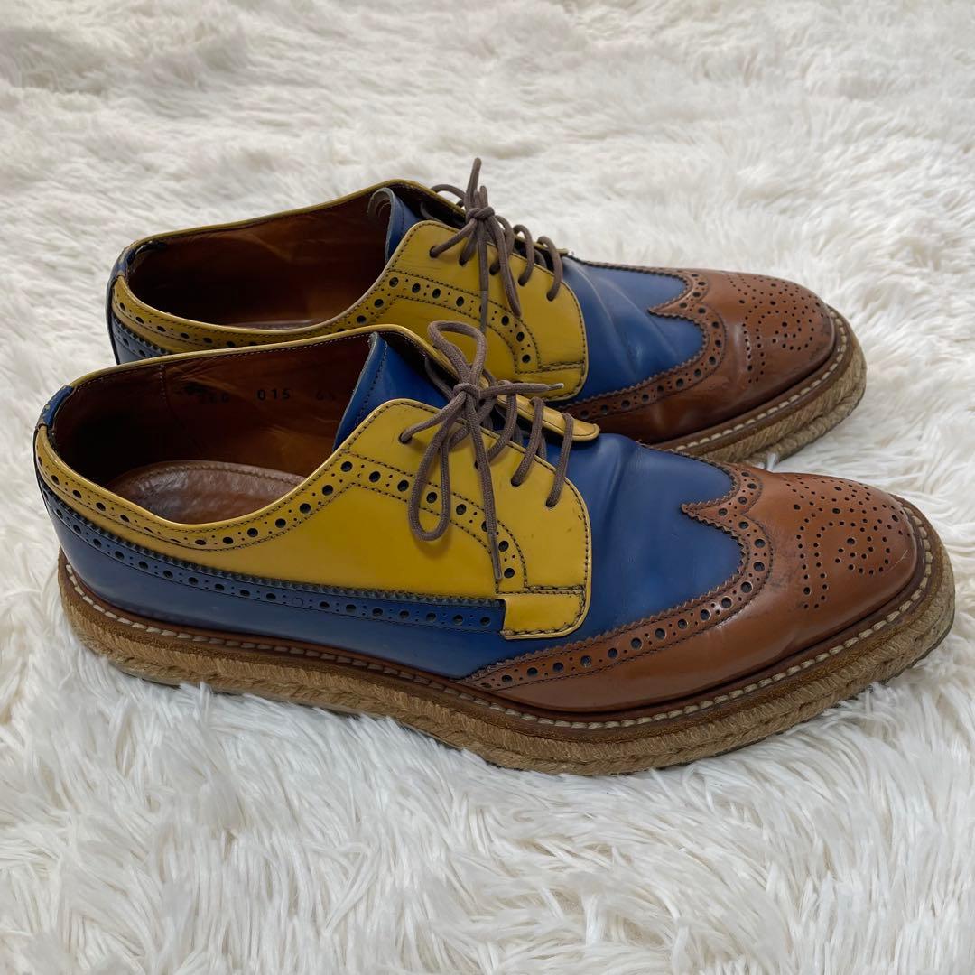 美品 プラダ エスパドリーユ ウイングチップ ドレスシューズ 6 1/2