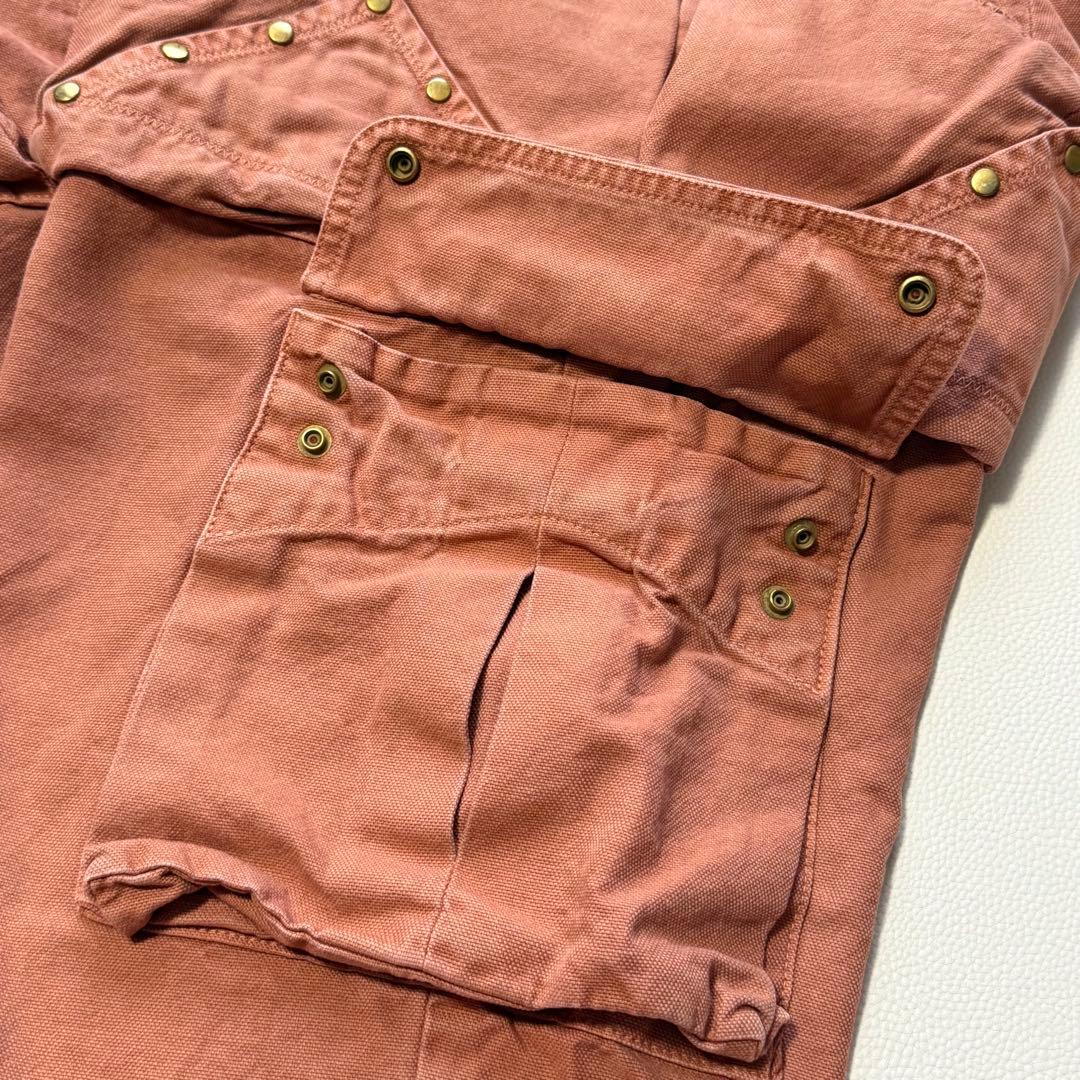 古着 KAPITAL スタッズ ワイドカーゴパンツ ピンクベージュ