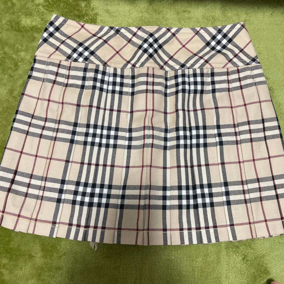 希少 新品 バーバリーブルーレーベル ノバチェック プリーツ巻きスカート 36