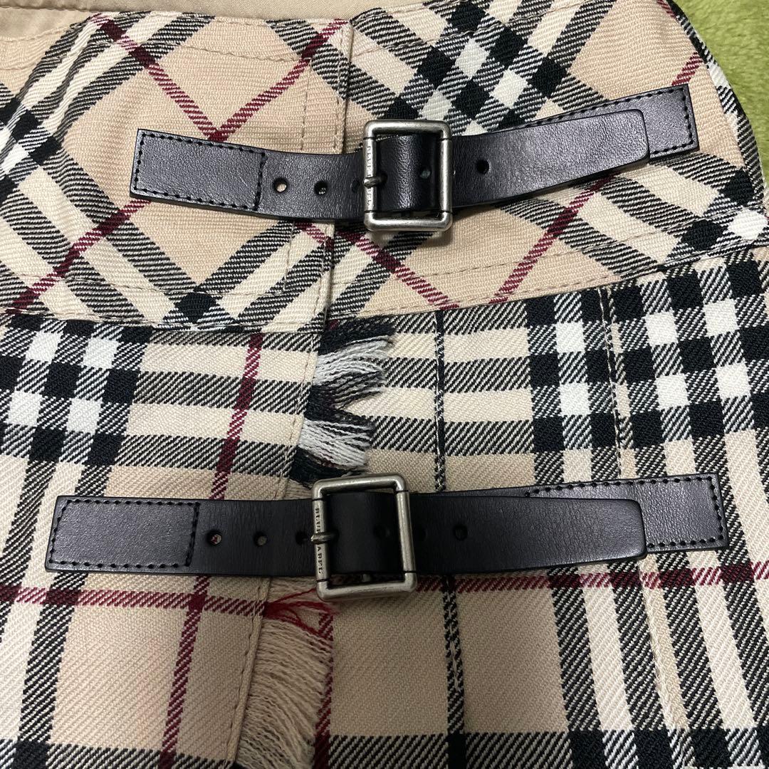 希少 新品 バーバリーブルーレーベル ノバチェック プリーツ巻きスカート 36