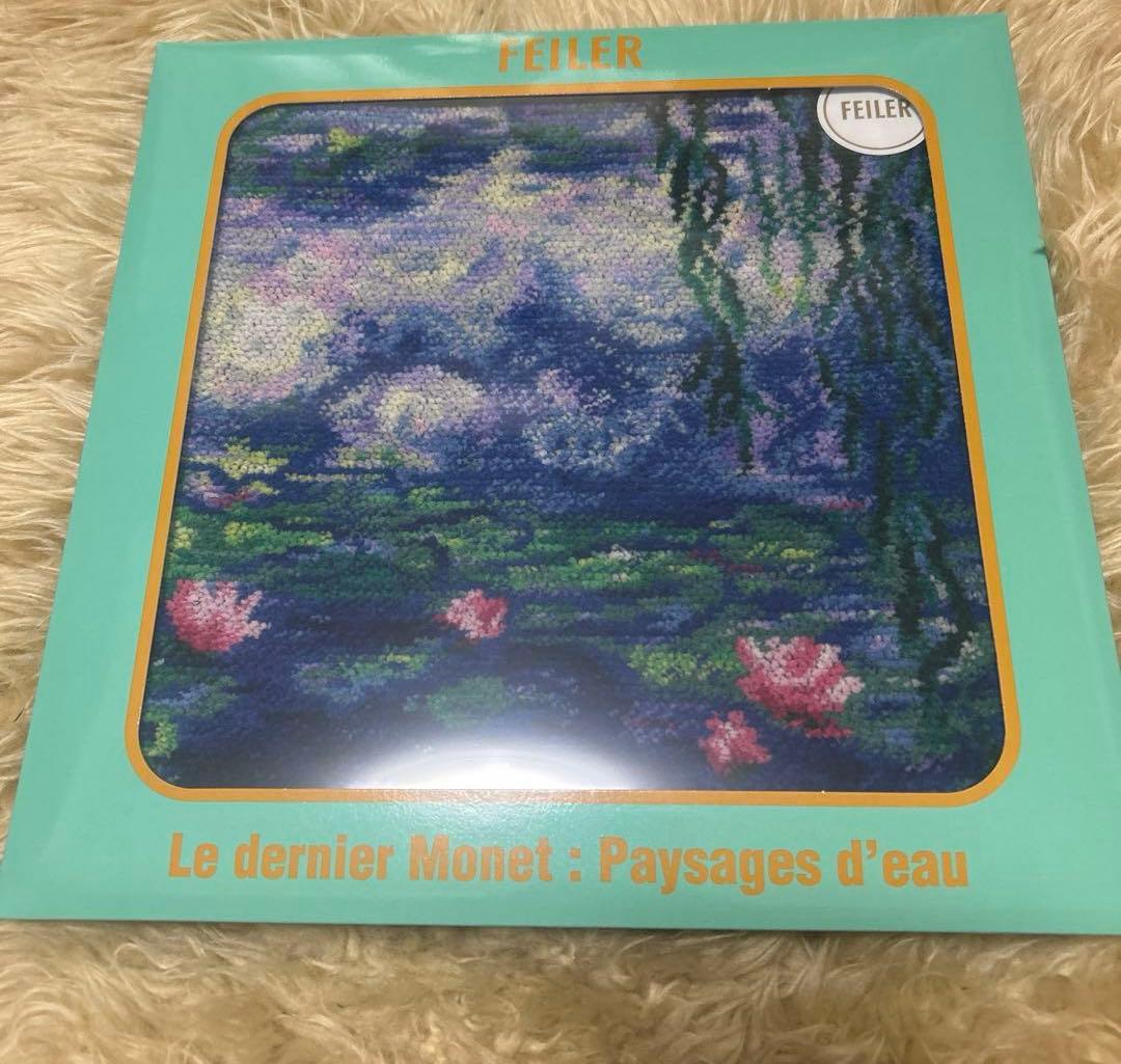 モネ展　睡蓮のとき　京セラ美術館限定　フェイラー　ハンカチ　ピンク　グリーン