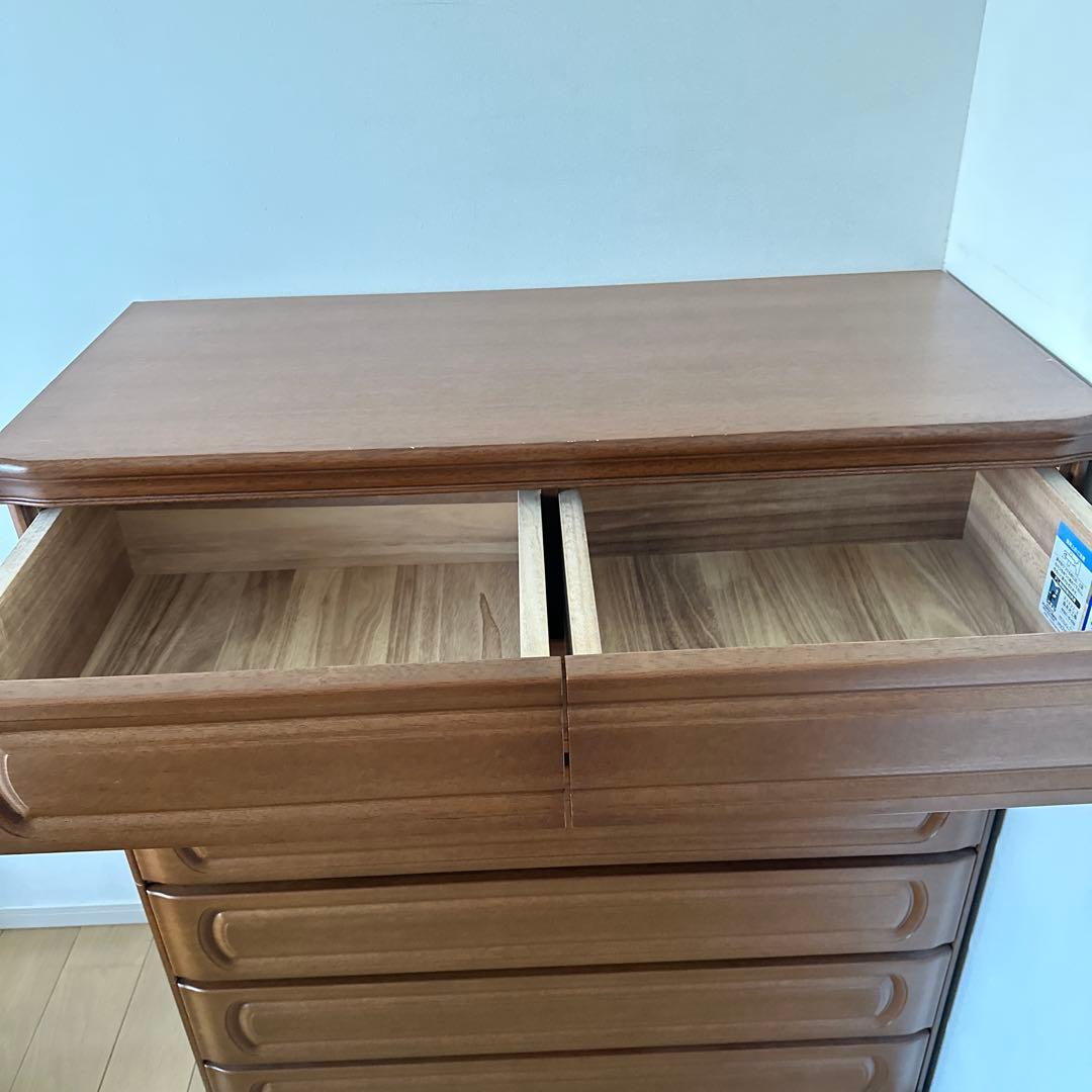 府中家具　木製ブラウンチェスト 7引き出し 幅105cm