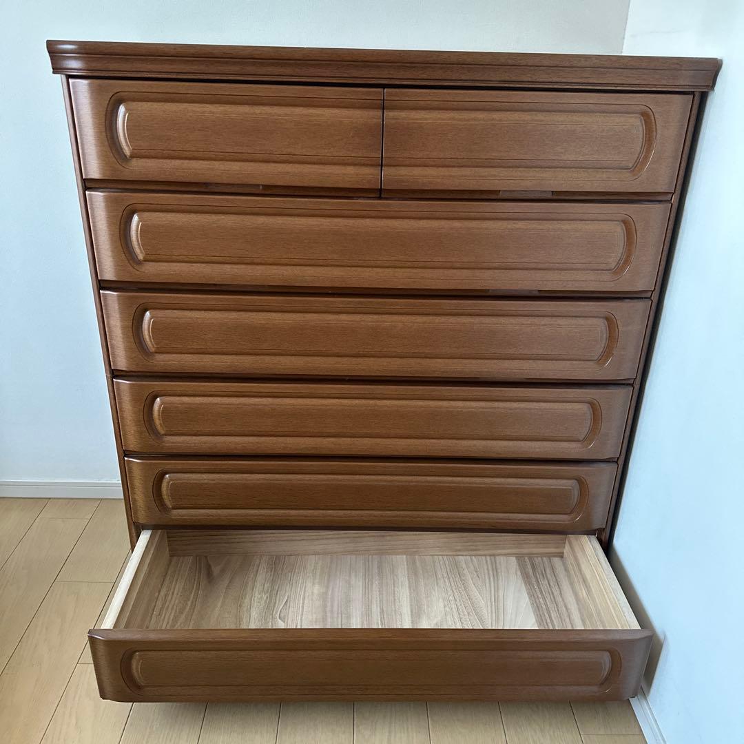 府中家具　木製ブラウンチェスト 7引き出し 幅105cm