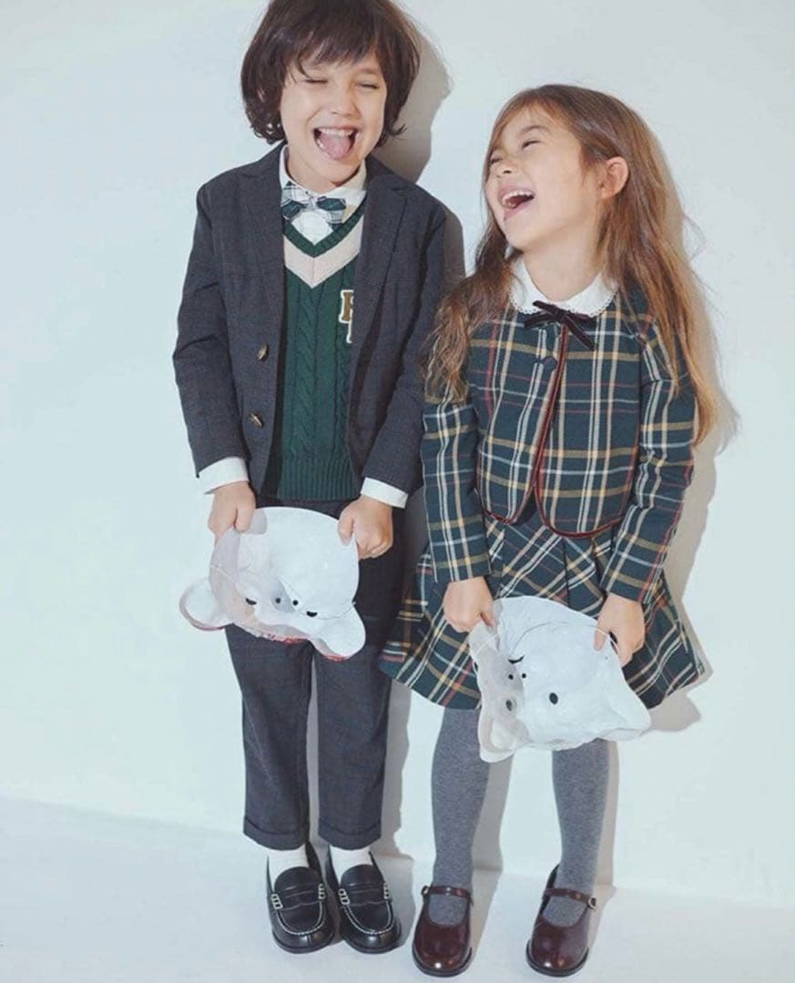 B:MING ネイビー系チェック フォーマルスーツ 120㎝　卒業、卒園、入学