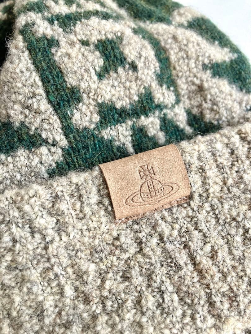 【美品】Vivienne Westwood ウールニット帽　グレージュ オリーブ