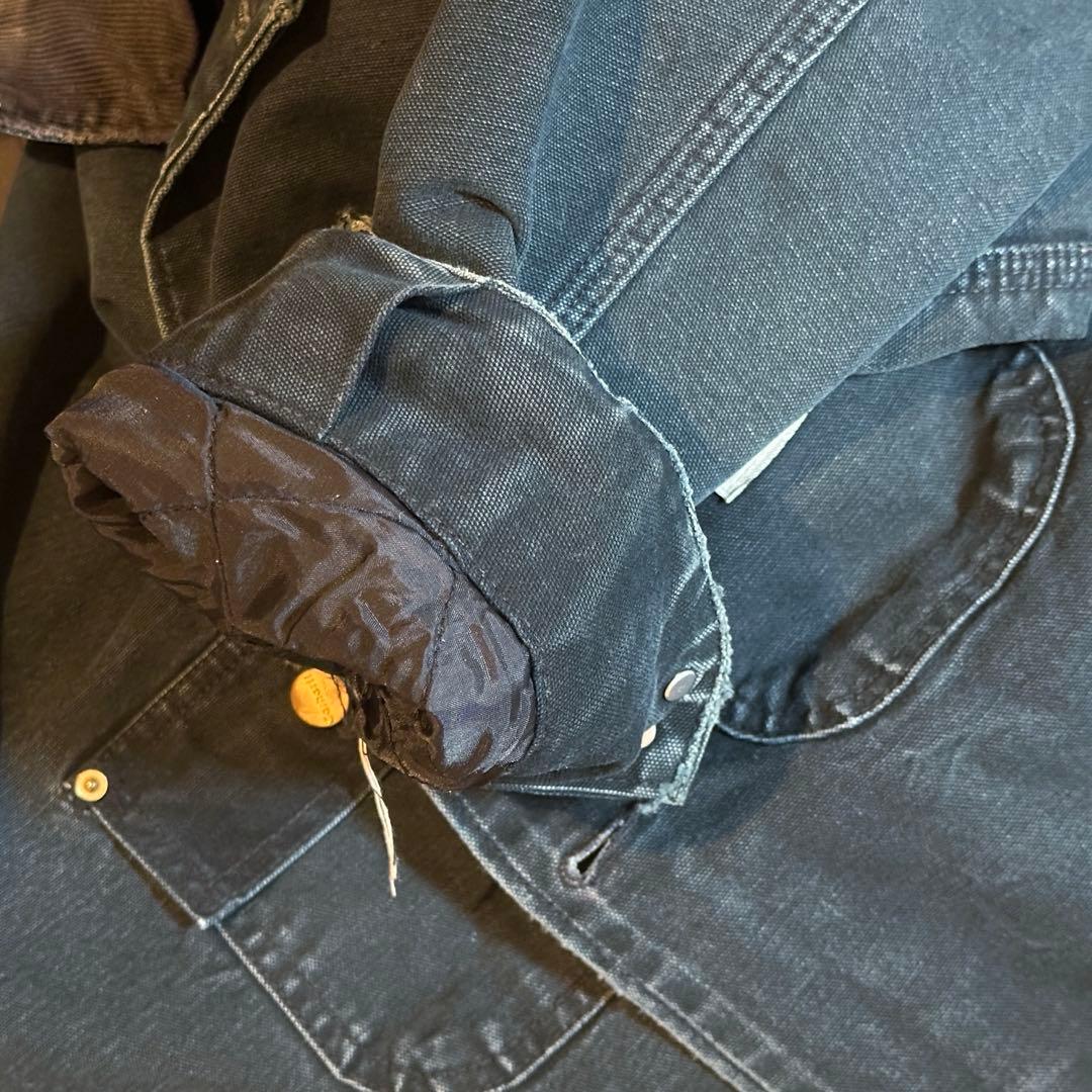 90s Carhartt ミシガンチョアコート ブラック フェード 襤褸 L相当