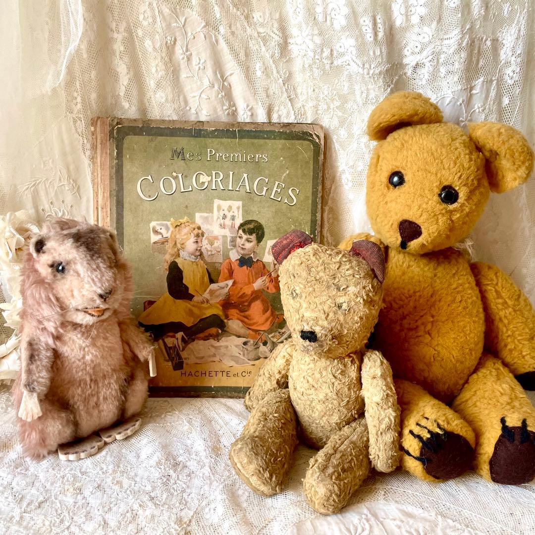 新春アンティーク福袋①ベア2体&シュタイフマーモット&絵本セット　フランスドイツ