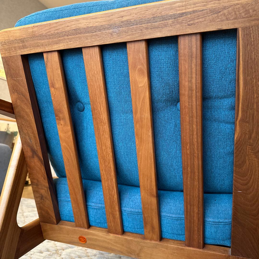 【マルニ60】ウォールナット&ブルー　1人掛けソファ