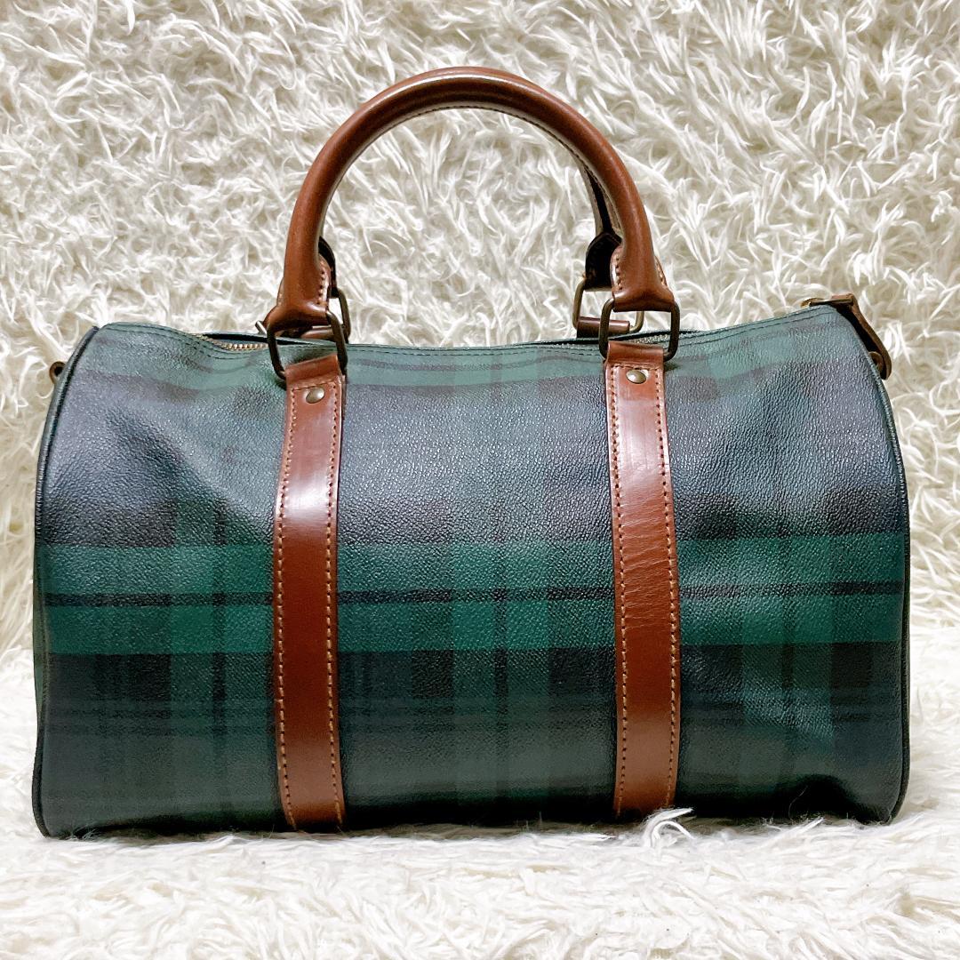 ポロラルフローレン ヴィンテージ ミニボストンバッグ PVC ブラックウォッチ