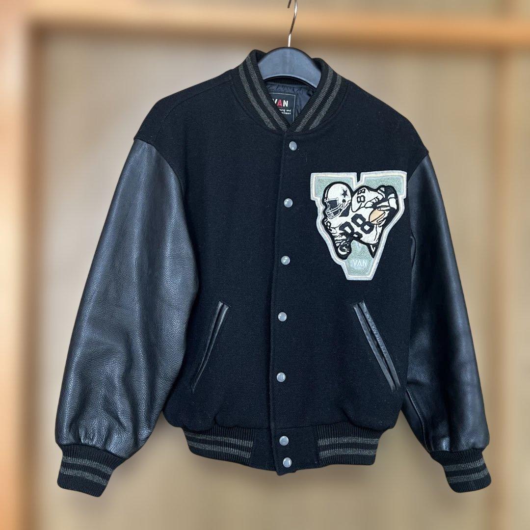 VAN JAC スタジアムジャンパー　袖皮 ブラック　 Lサイズ　美品