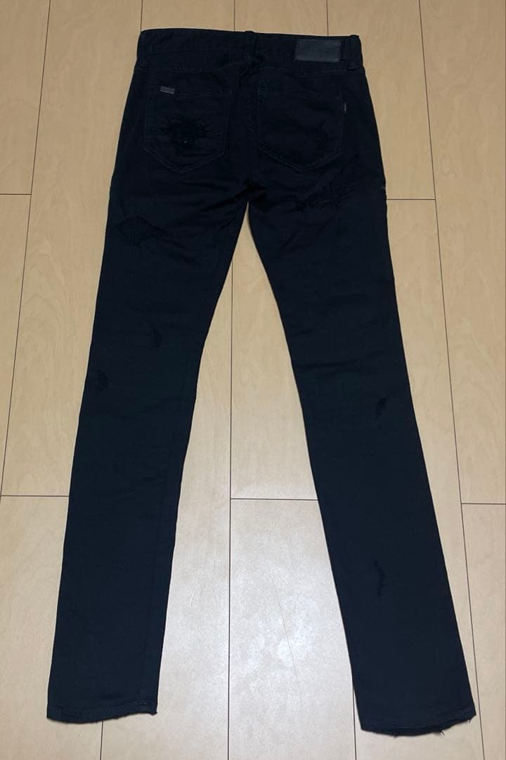 専用品 00s CIVARIZE スタッズ ダメージ ジップ スキニーデニム 黒