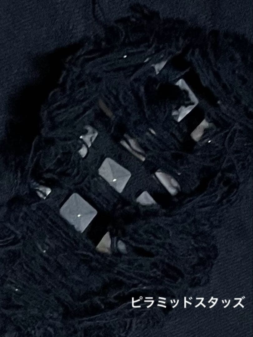 専用品 00s CIVARIZE スタッズ ダメージ ジップ スキニーデニム 黒