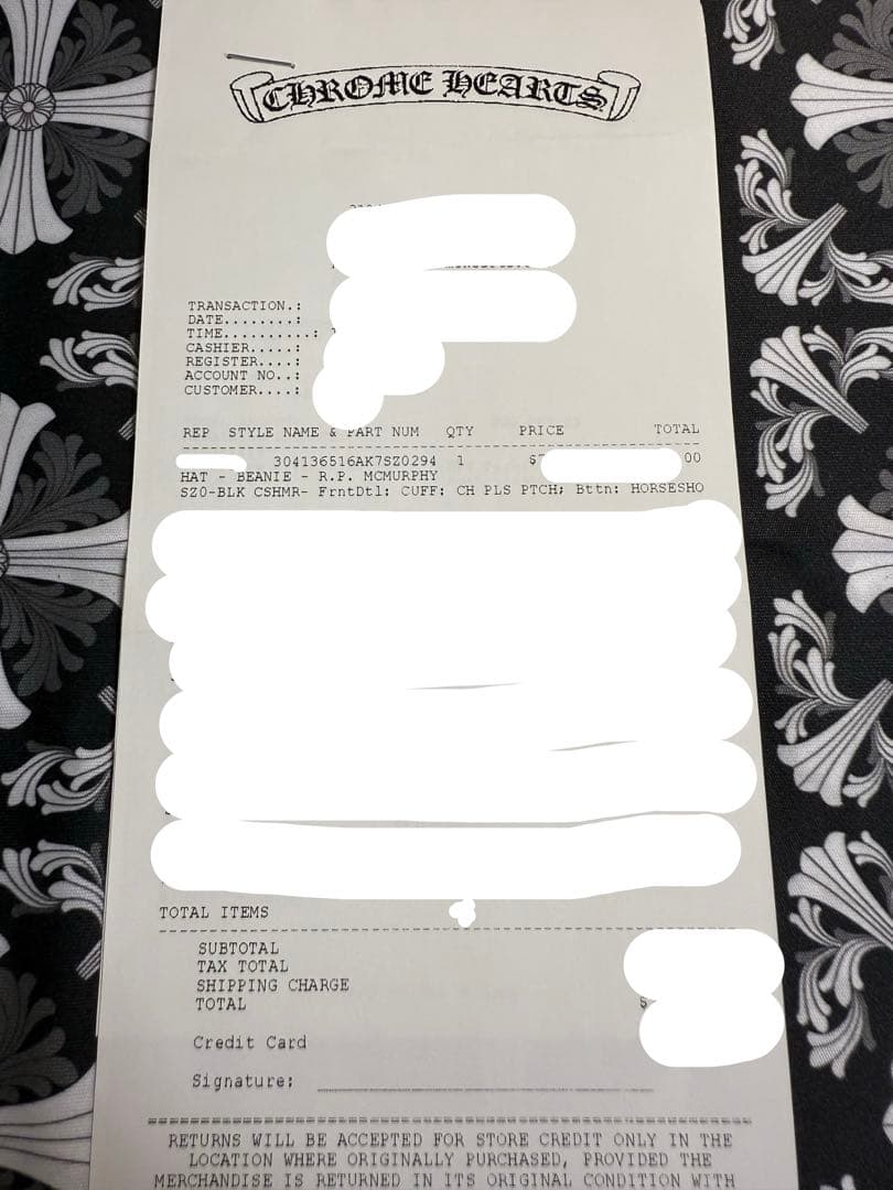 新品未使用　クロムハーツ カシミヤ1クロスパッチビーニー ニット帽