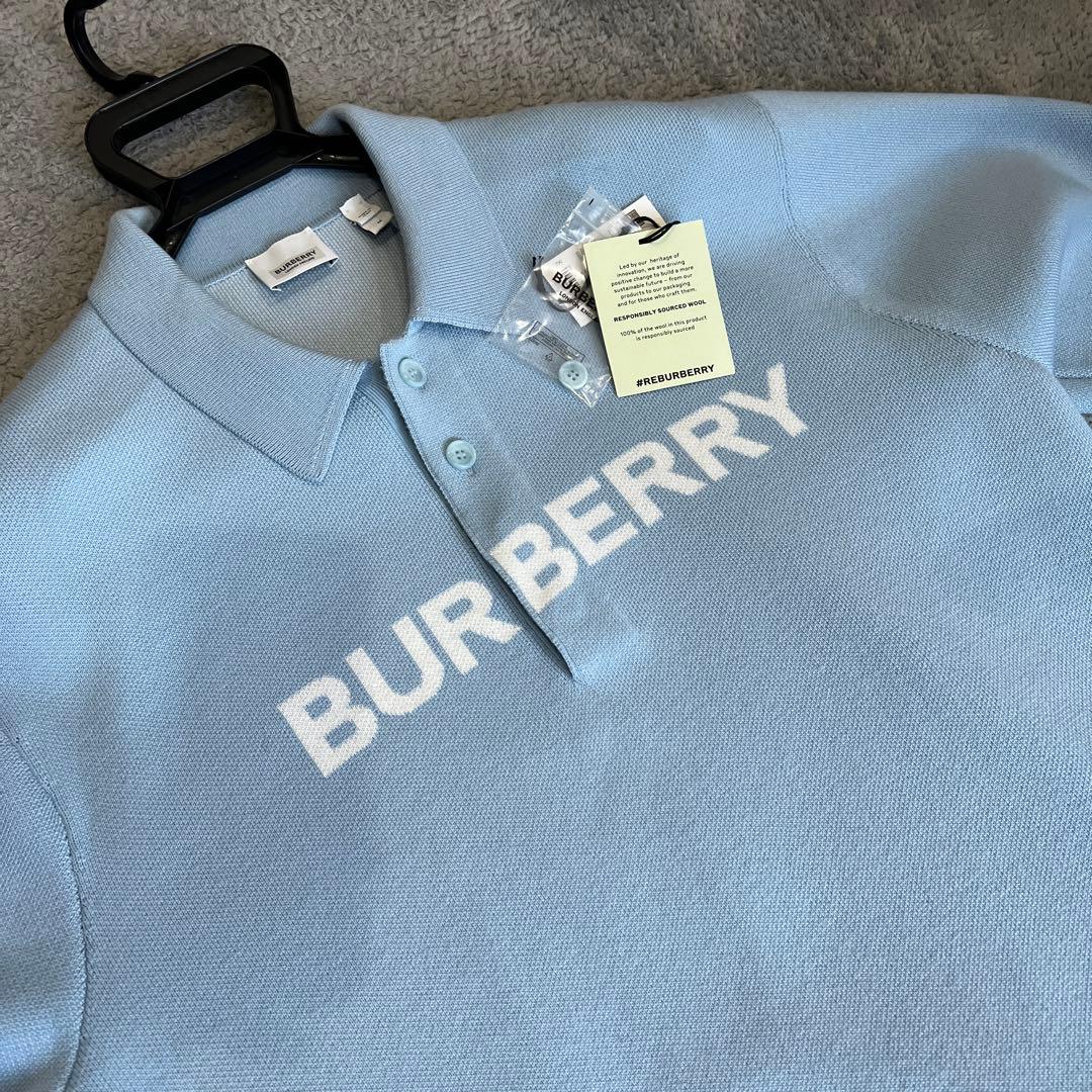BURBERRYロゴディテール ウールコットン ポロシャツ