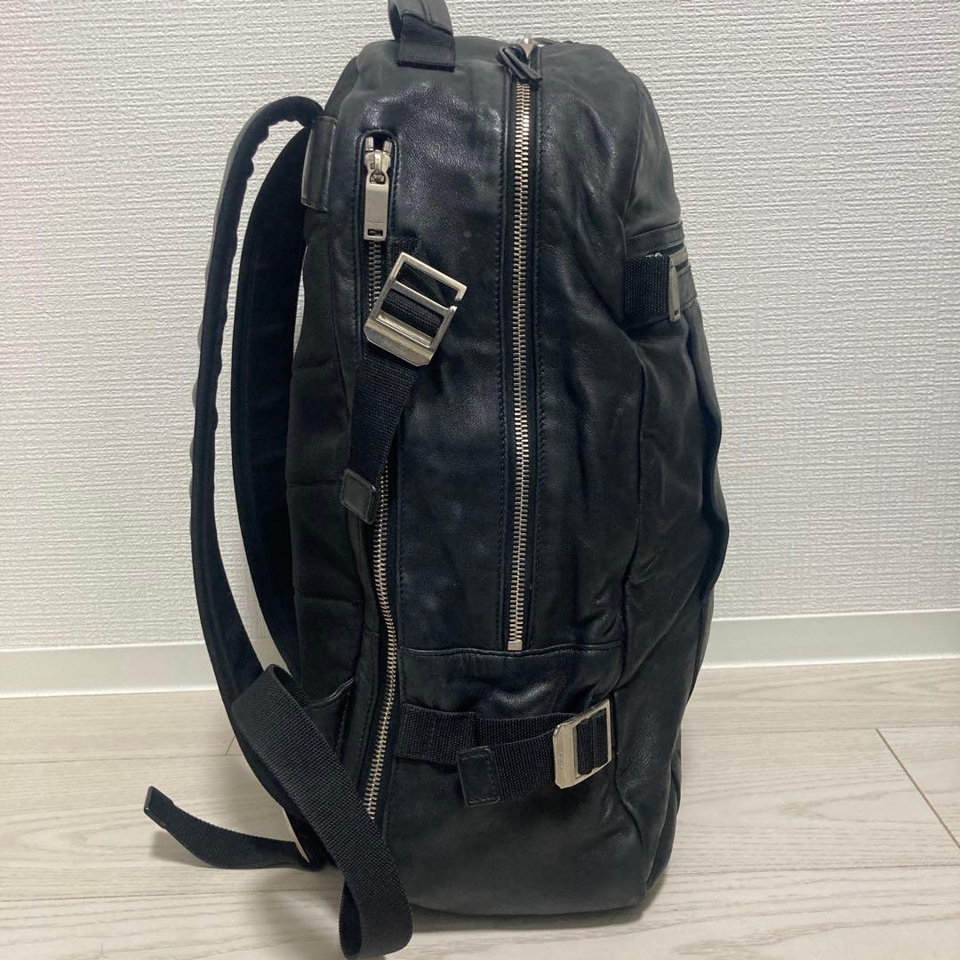 【美品】サンローランパリ　トレッキングバックパック　シティ　レザー　ロゴ　黒