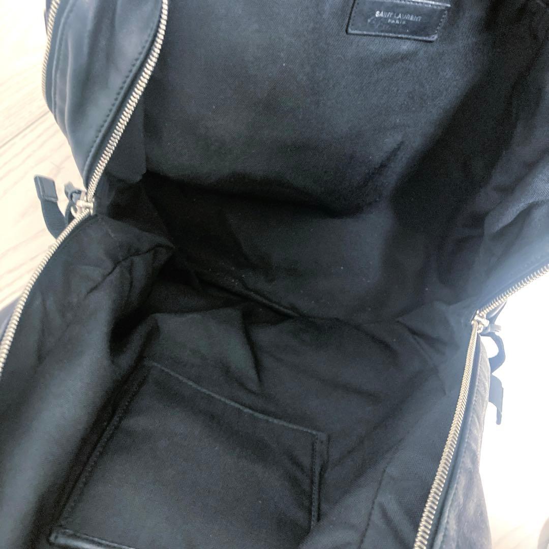 【美品】サンローランパリ　トレッキングバックパック　シティ　レザー　ロゴ　黒