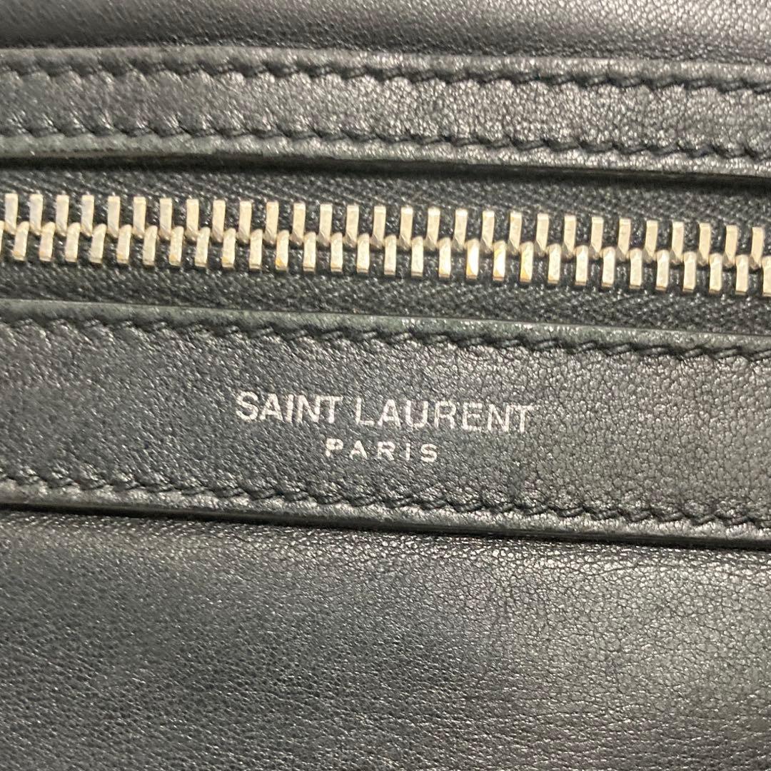 【美品】サンローランパリ　トレッキングバックパック　シティ　レザー　ロゴ　黒