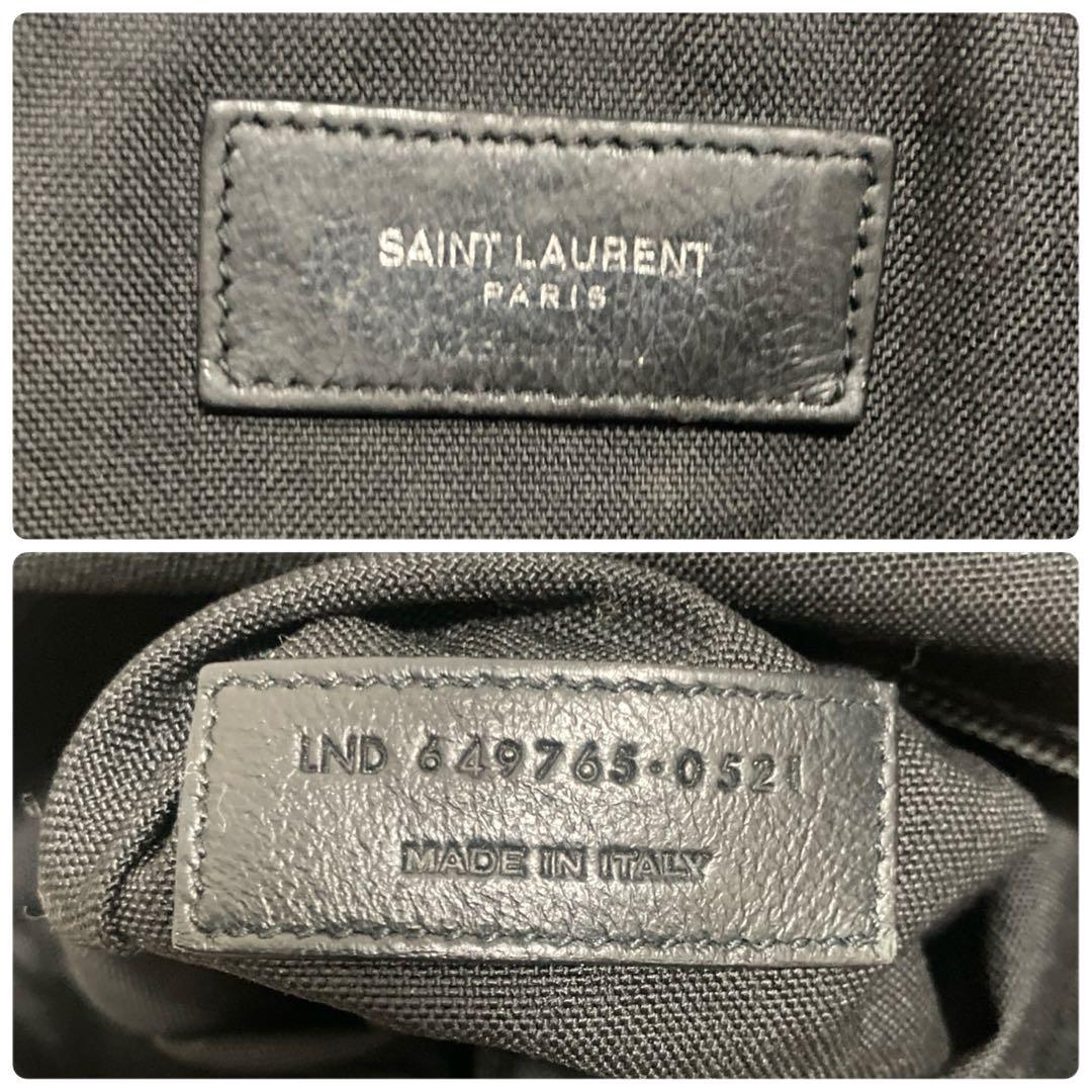 【美品】サンローランパリ　トレッキングバックパック　シティ　レザー　ロゴ　黒