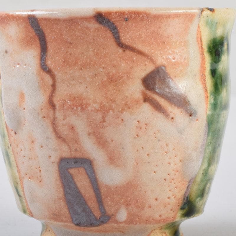 マサオ 煎茶道具　織部焼　煎茶碗　十客　陶印あり　時代箱　V　9069