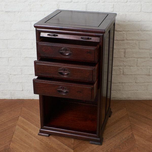 U86867★唐木 蛇腹扉 チェスト 花梨 無垢材 引き出し 整理タンス