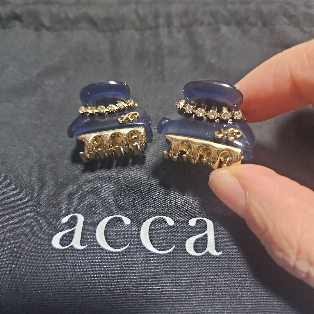 acca ネイビー ヘアクリップ 2つセット