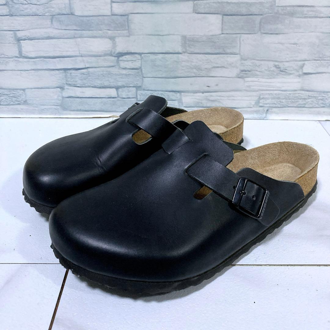 美品 ビルケンシュトック ボストン 本革 サボサンダル ブラック 黒 26.0
