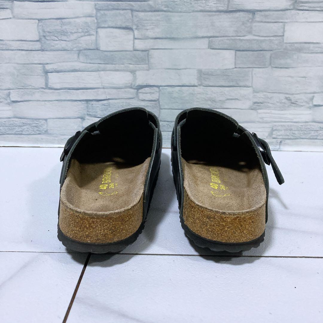 美品 ビルケンシュトック ボストン 本革 サボサンダル ブラック 黒 26.0