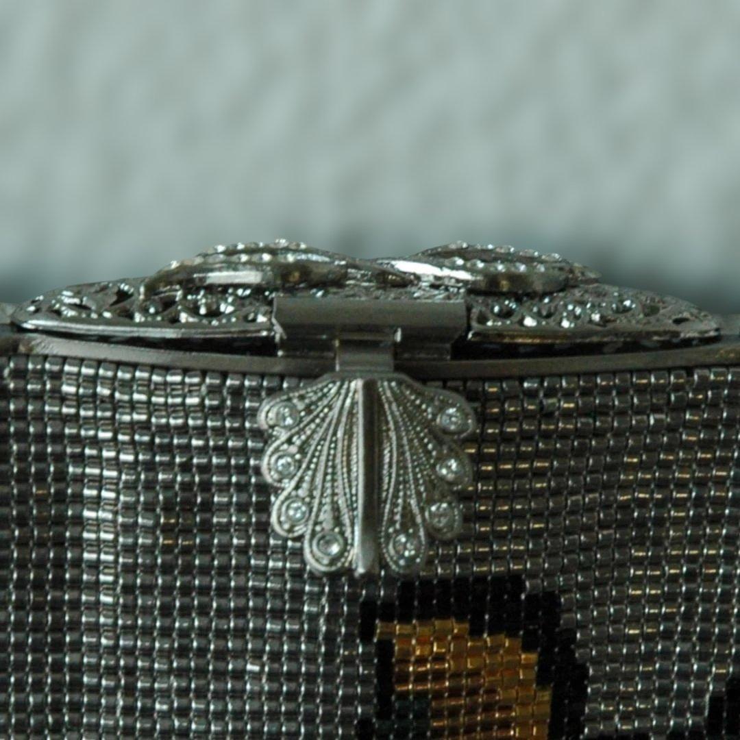 蝶と花のデリカビーズ織ハンドバッグ