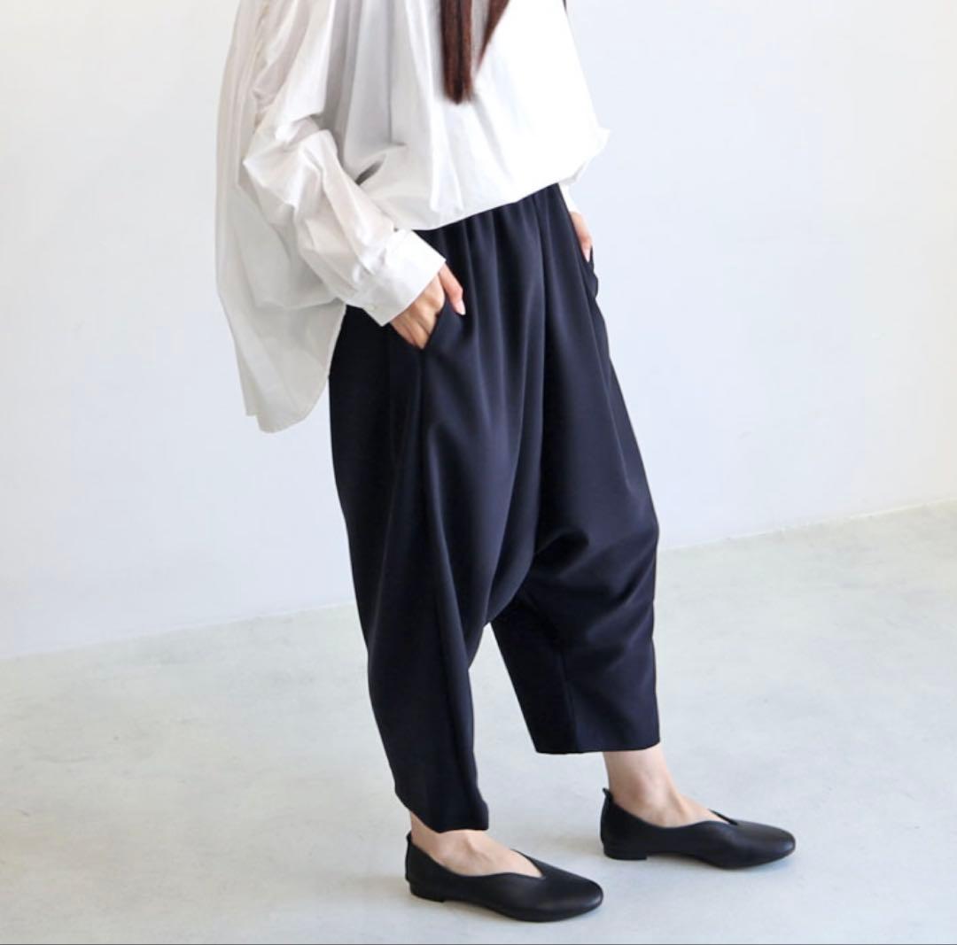 【極良品】ミズイロインド　定番サルエルパンツ　ネイビー　2 ゴム　ストレッチ